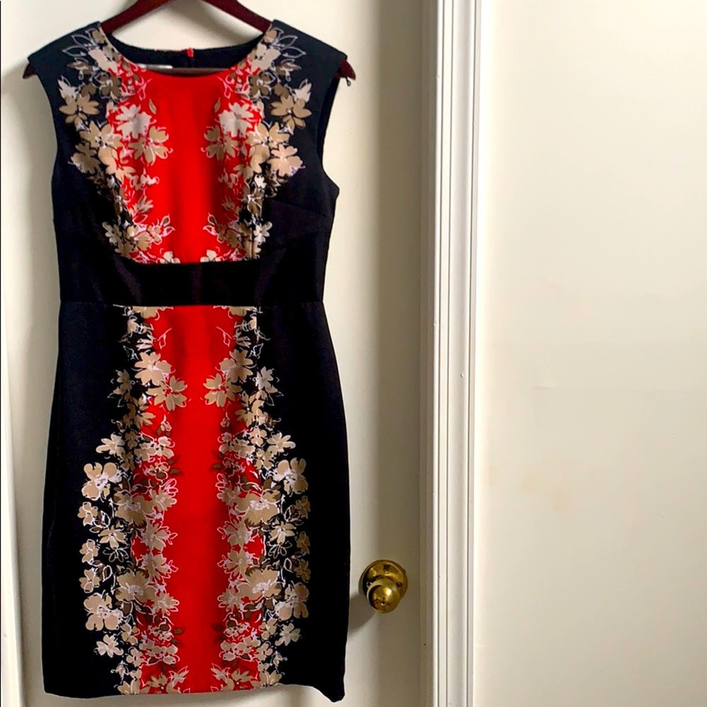 Red dress with flower accents
